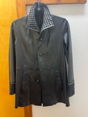 Custom made Black genuine  Suede & Leather REVERSIBLE Jacket size XS/S